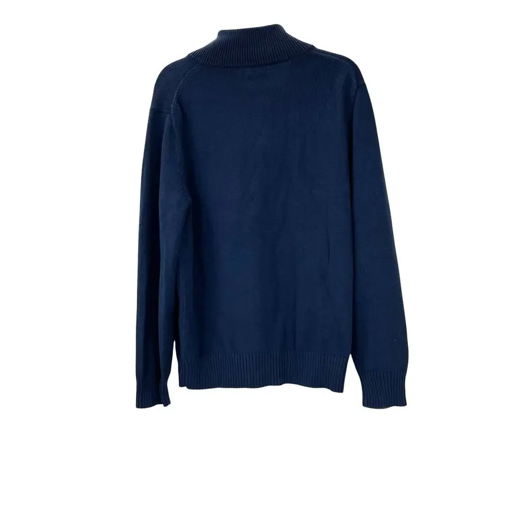 J. Crew Men's Heritage Cotton Quarter-Zip Sweater Long Sleeves Navy Size M NWT